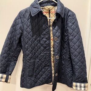 Burberry Brit Navy Quilted Jacket with Plaid Lining